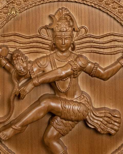Lord Nataraja Wood Carving 15" Ashwood Wall Panel