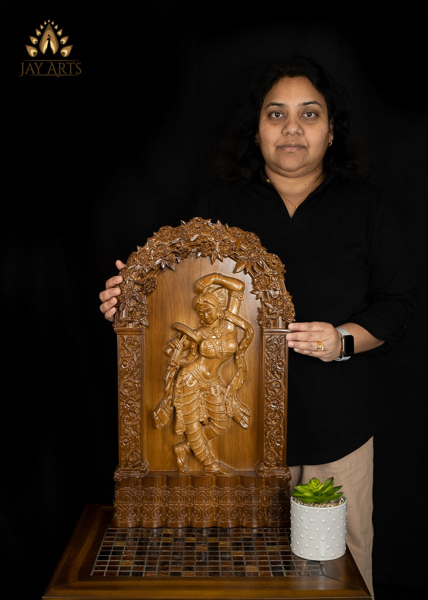 Apsara wood panel, Hindu wood panels, Wood wall panels, Wood