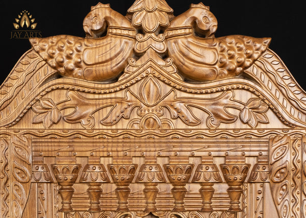 24" Jharokha Wood Carving - A Rajasthani Art - Ashwood Wall Panel