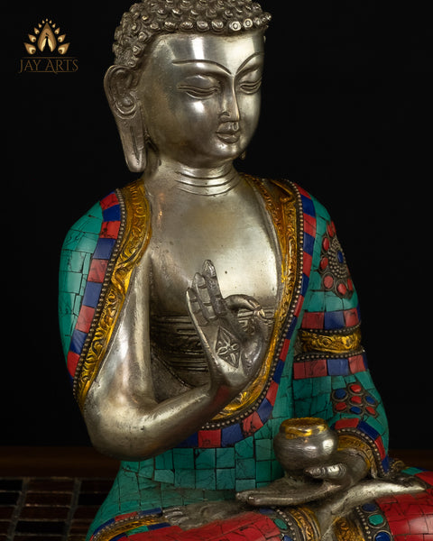 10" Buddha in Vitarka Mudra - Brass Buddha Statue