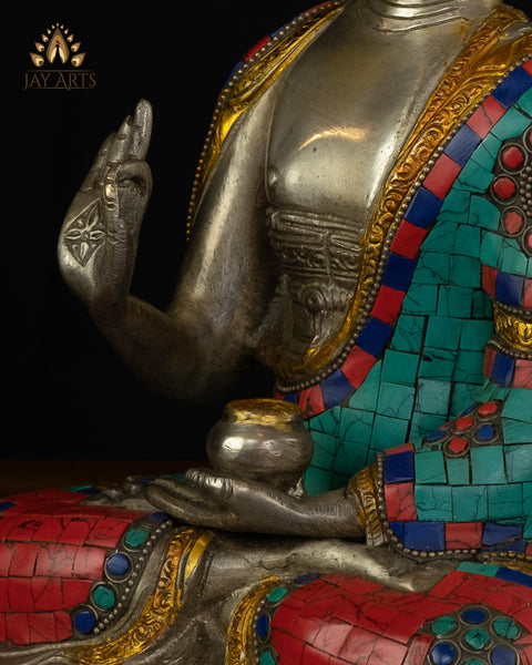 10" Buddha in Vitarka Mudra - Brass Buddha Statue