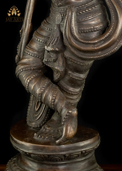 35" Sri Krishna Playing Flute - Brass Krishna Statue