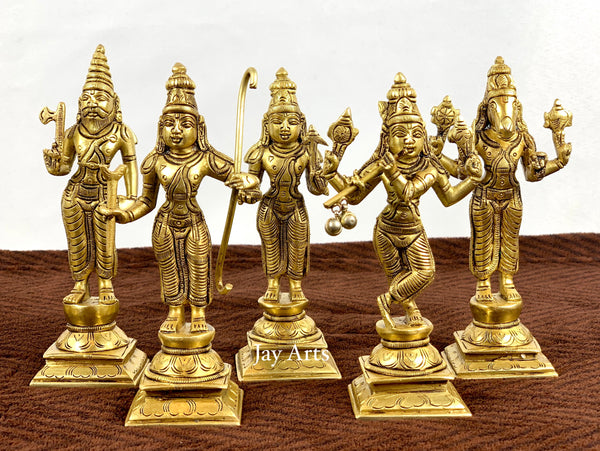 Dasavataram set - The Ten Incarnations of Lord Vishnu (Ten Brass statues)