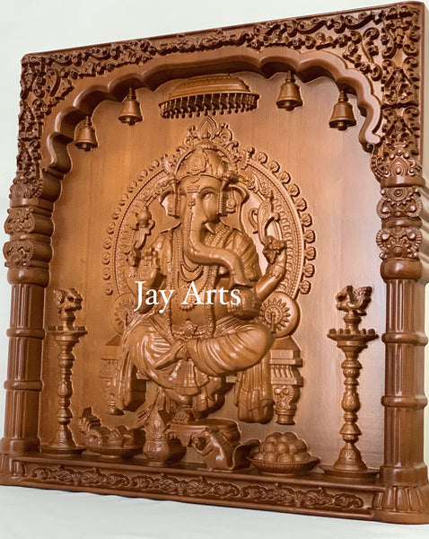 Lord Ganesha - Alder wood panel