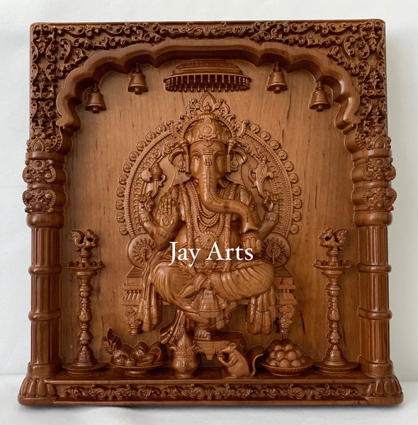 Lord Ganesha - Alder wood panel