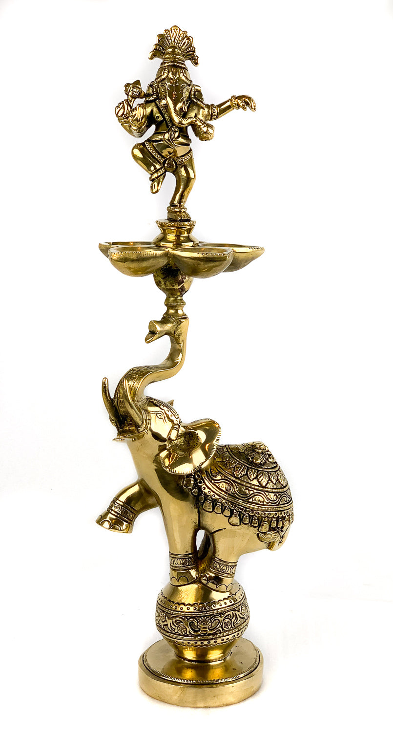 Dancing Ganesha Lamp on a raised Elephant Trunk