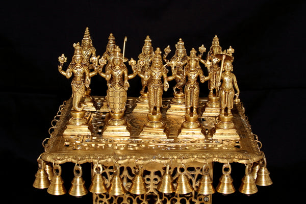 Dasavataram set - The Ten Incarnations of Lord Vishnu (Ten Brass statues)