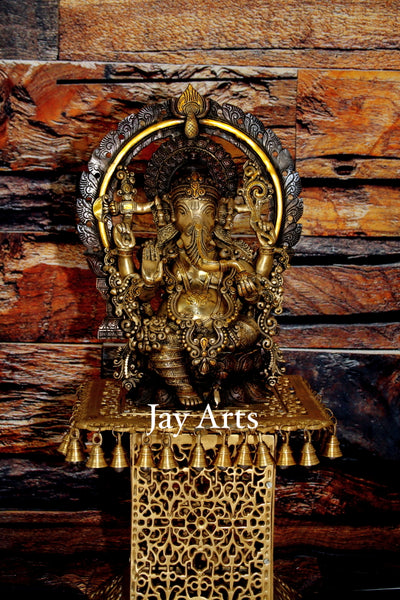 Abhaya Ganesh seated on Lotus