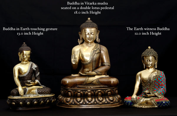 Buddha in Vitarka mudra seated on a double Lotus pedestal