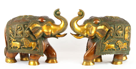 Brass Caparisoned Elephants (Pair)