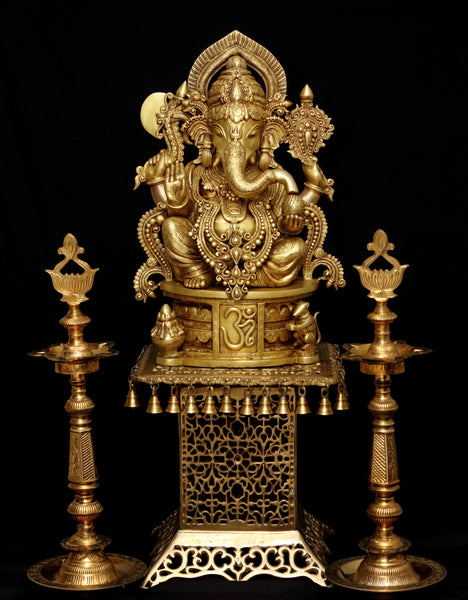 Lord Ganesh on OM pedestal - The Remover of Obstacles