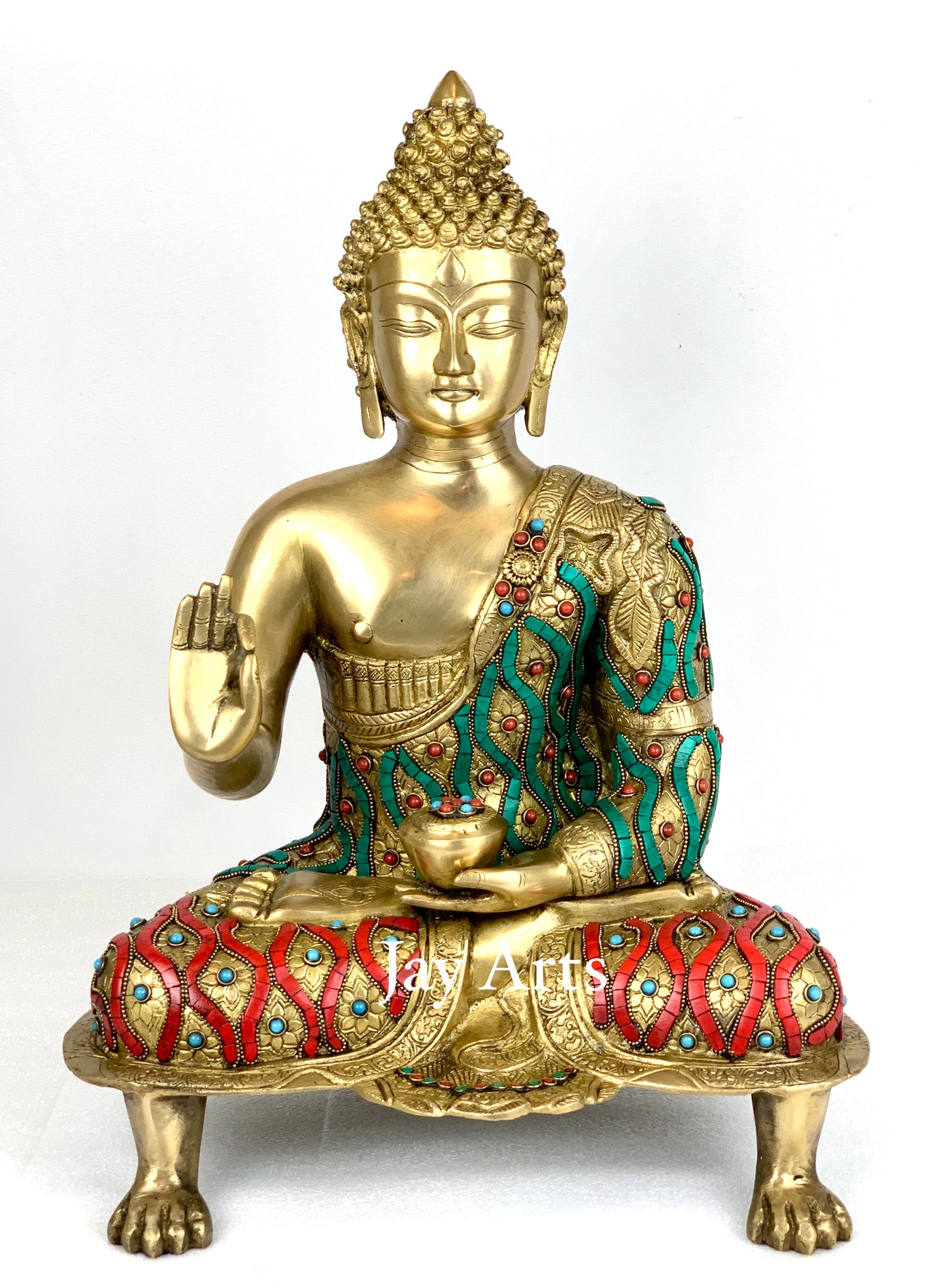 Preaching Buddha with base supported by Lion paws