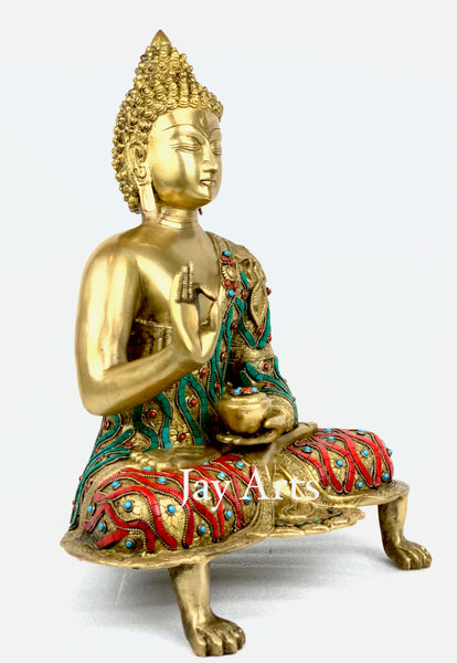 Preaching Buddha with base supported by Lion paws