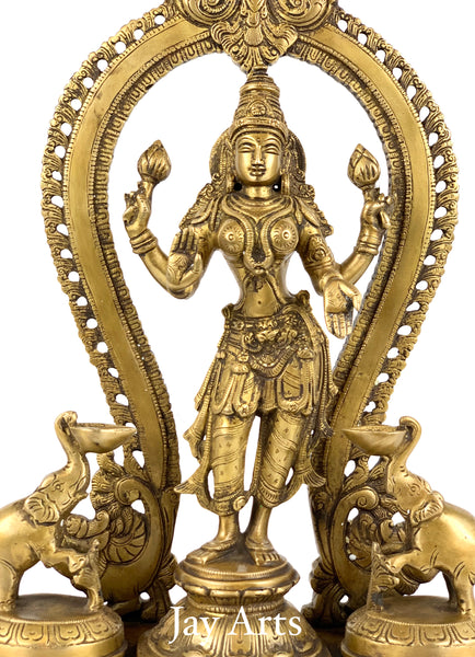 Standing Goddess Lakshmi with elephants