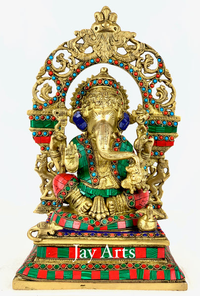 Lord Ganesh sitting on kirtimukha throne